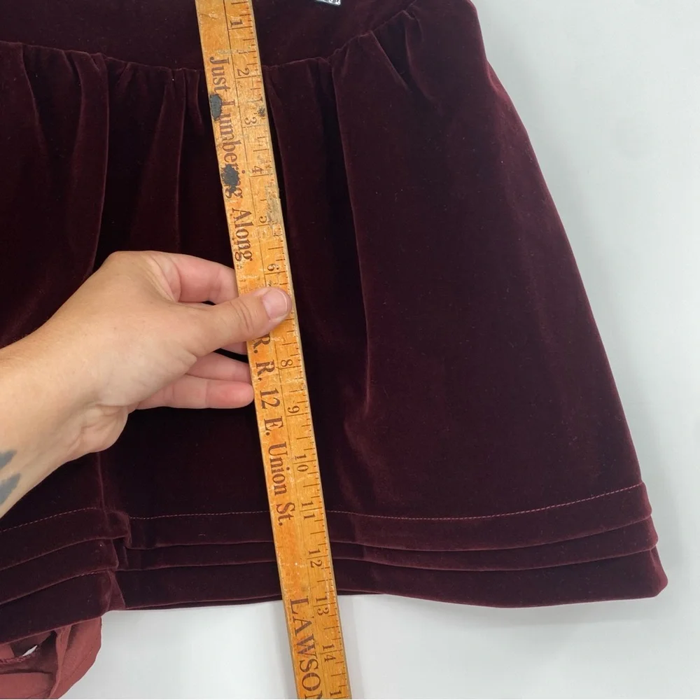 Cider Low‎ Rise Layered Skort Women’s Large Skater Shirt Velvet Dark Burgundy